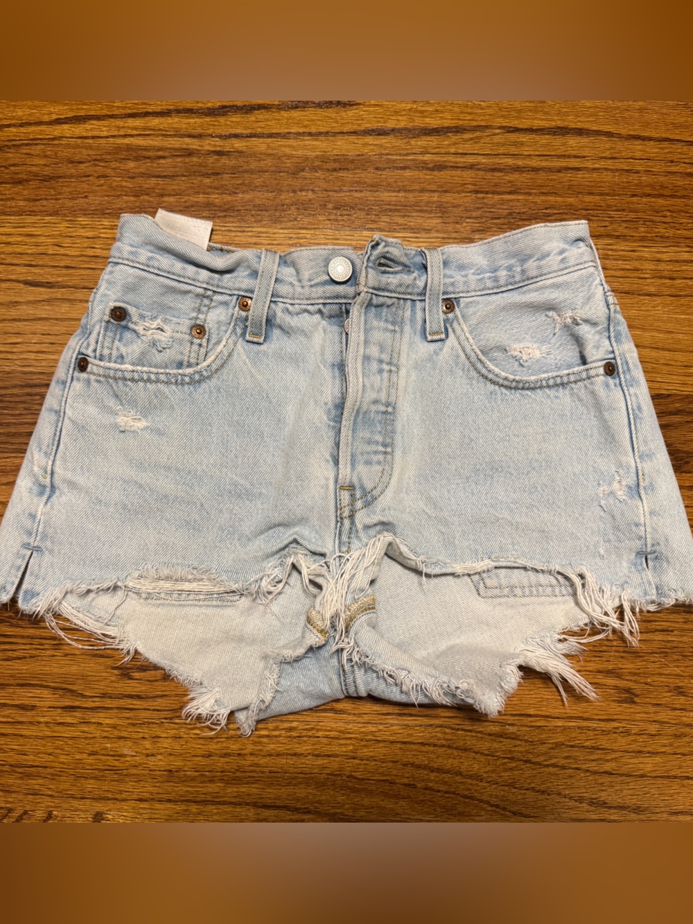Levi's Light Blue Distressed Denim Cutoff Shorts - Women